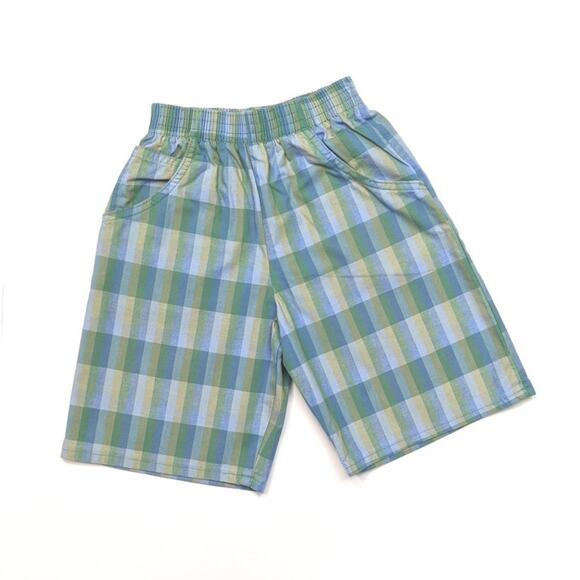 Vintage Oshkosh B'gosh Shorts Boys Size 7 Green Plaid Bermuda - Picture 1 of 3
